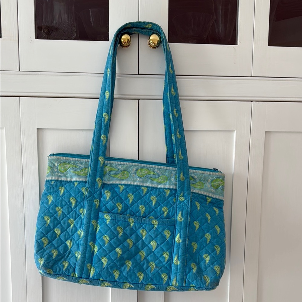 Quilted Blue and Green Tote Bag
